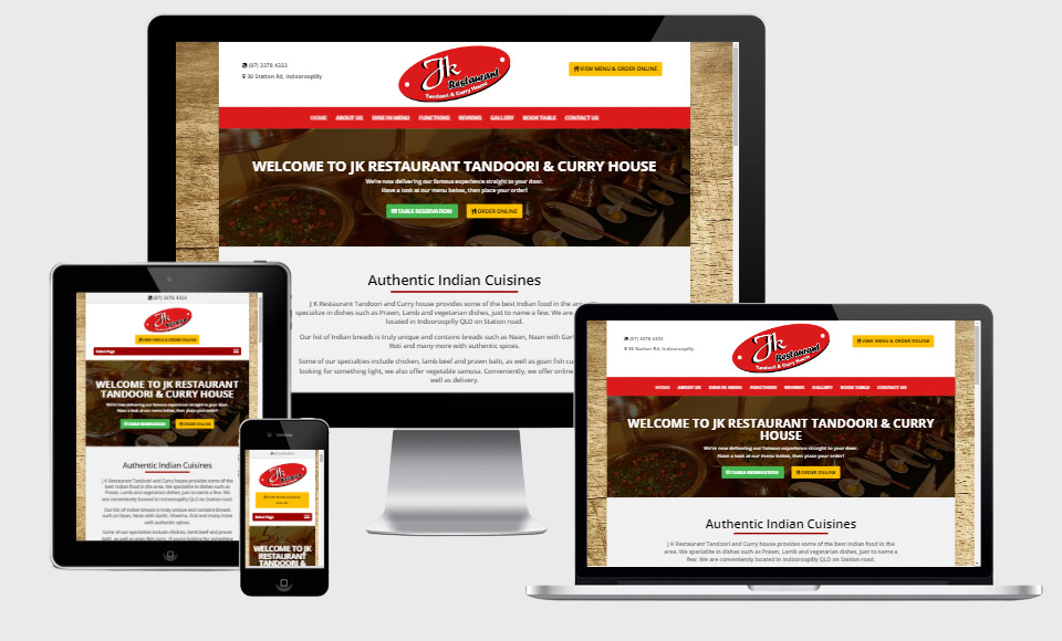 JK Restaurant web design by WebMinds